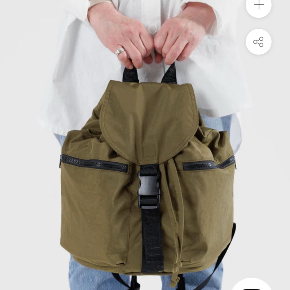 Olive Green Backpack Baggu double pocket
